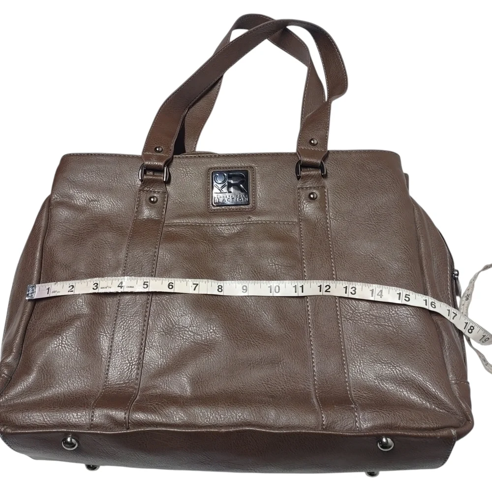 Kenneth Cole Taupu Leather Big Briefcase Tote 3 Compartments Many Pockets